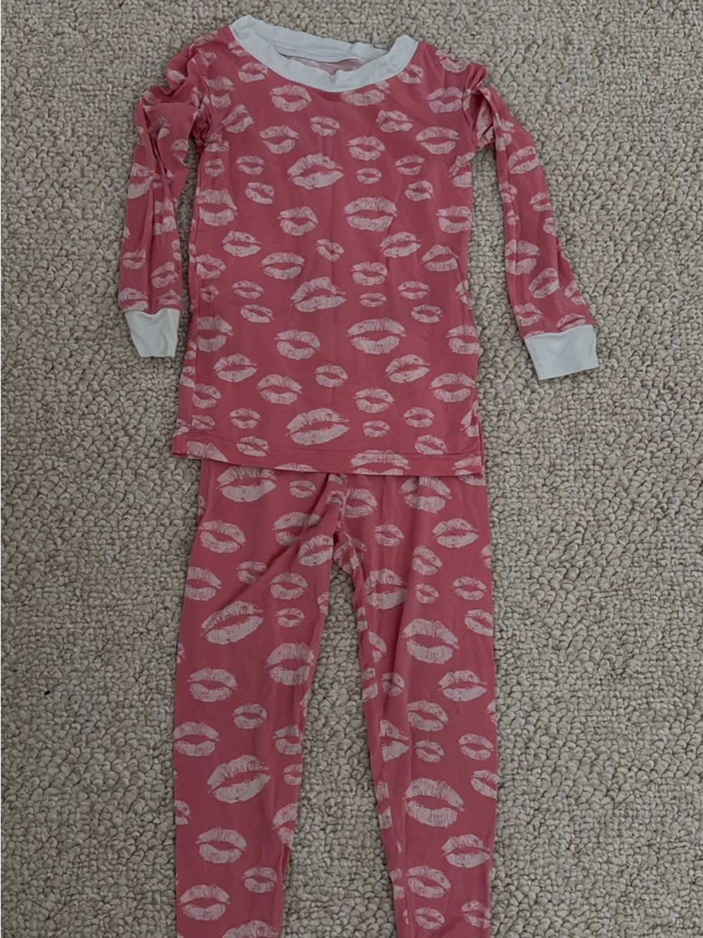 Little Sleepies Pink Lip-Print Long Sleeve Pajama Set